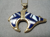Rare Solid 14k Gold Vintage Navajo Lapis Opal Native American Necklace-Nativo Arts