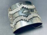 200 Grams!! All Silver Powerful Vintage Native American Navajo Sterling Bracelet Cuff-Nativo Arts