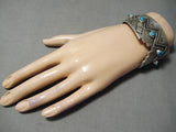 One Of Most Unique Ever Vintage Native American Navajo Pueblo Sterling Silver Turquoise Bracelet-Nativo Arts