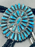 Tommy Lowe Native American Navajo Turquoise Sterling Silver Bolo Tie-Nativo Arts