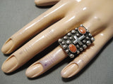 Fabulous Navajo Coral Sterling Silver Ring Native American-Nativo Arts