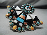 Exquisite Vintage Navajo Stone Inlay Sterling Silver Native American Ring-Nativo Arts