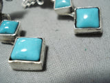 Amazing Native American Navajo Sleeping Beauty Turquoise Sterling Silver Kachina Earrings-Nativo Arts