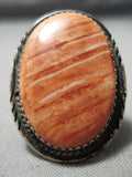Ultra Impressive Vintage Native American Navajo Spiny Oyster Sterling Silver Ring Old-Nativo Arts