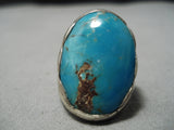 Tremendous Vintage Native American Navajo Royston Turquoise Sterling Silver Ring-Nativo Arts