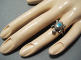 Wonderful Vintage Native American Navajo Turquoise Sterling Silver Turtle Ring-Nativo Arts