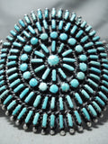 Native American One Of The Best Vintage Znavajo Turquoise Sterling Sluster Bracelet Old-Nativo Arts
