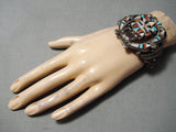 One Of The Best Vintage Native American Navajo Turqyuoise Kachina Sterling Silver Bracelet Old-Nativo Arts