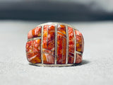 Eye-catching Native American Navajo Spiny Oyster Sterling Silver Ring-Nativo Arts