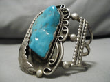 Rare Eldon Kalemsa Vintage Native American Navajo Blue Gem Turquoise Sterling Silver Bracelet-Nativo Arts
