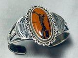 Very Old Thicker Vintage Native American Navajo Petrified Wood Sterling Silver Bracelet-Nativo Arts
