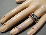 Excellent Navajo Coral Sterling Silvercross Ring Native American-Nativo Arts