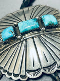 Important Vic Hicks Vintage Native American Navajo Turquoise Sterling Silver Bolo Tie-Nativo Arts