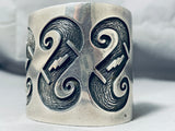 One Of The Biggest Best Vintage Native American Hopi Sterling Silver Bracelet Old-Nativo Arts