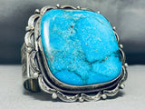 Native American Rare Huge Square Blue Diamond Turquoise Sterling Silver Bracelet-Nativo Arts