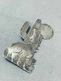 Noteworthy Howling Coyote Vintage Native American Navajo Sterling Silver Pin-Nativo Arts