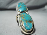Colossal Native American Navajo Turquoise Mountain Turquoise Sterling Silver Ring-Nativo Arts