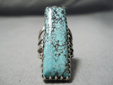 Native American One Of The Tallest Spiderweb Turquoise Sterling Silver Ring-Nativo Arts