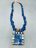 Native American Complex Vintage Santom Domingo Lapis Inlay Sterling Silver Necklace-Nativo Arts