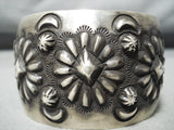 Huge Hand Tooled Vintage Native American Navajo Sterling Silver Repoussed Bracelet-Nativo Arts