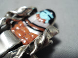 Dolly Banteah Vintage Native American Zuni Turquoise Sterling Silver Pendant Old-Nativo Arts