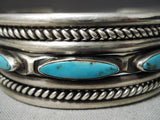 Museum Vintage Native American Navajo Long Turquoise Sterling Silver Bracelet Old-Nativo Arts