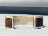 Important Jack Adakai Vintage Native American Navajo Inlay Sterling Silver Bracelet-Nativo Arts