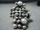 Exquisite Navajo Pearl Sterling Silver Cross Ring Native American-Nativo Arts