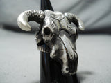 Dramatic Navajo Sterling Silver Skull Ring Native American-Nativo Arts