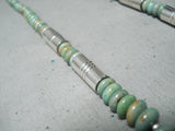 Native American Important Santo Domingo Tony Aguilar Green Turquoise Sterling Silver Necklace-Nativo Arts