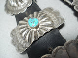 Amazing Vintage Native American Navajo Old Kingman Turquoise Sterling Silver Concho Belt Old-Nativo Arts