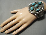 Statement Vintage Native American Navajo Lone Mountain Turquoise Sterling Silver Bracelet-Nativo Arts
