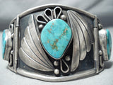 One Of The Biggest Best Vintage Native American Navajo Turquoise Sterling Silver Clasp Bracelet-Nativo Arts
