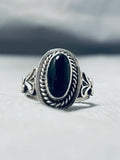 Important Native American Navajo Black Onyx Sterling Silver Ring-Nativo Arts
