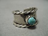 Rare Early Adjustable Vintage Native American Navajo Turquoise Sterling Silver Ring Old-Nativo Arts