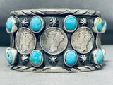 102 Gram Heavy San Felipe Turquoise Sterling Silver Coin Bracelet-Nativo Arts