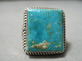 Amazing Vintage Navajo Squared Turquoise Sterling Silver Native American Ring-Nativo Arts