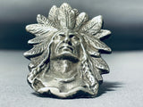 Heavy 44 Grams San Felipe Sterling Silver Chief Ring-Nativo Arts