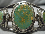 Museum Vintage Native American Navajo Green Turquoise Sterling Silver Bracelet Old-Nativo Arts