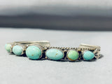 Signed Vintage Native American Navajo Green Turquoise Sterling Silver Bracelet-Nativo Arts