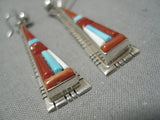 Native American Fabulous Vintage Creek Turquoise David Tune Navajo Sterling Silver Earrings-Nativo Arts