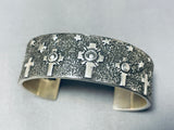One Of The Most Unique Ever Vintage Native American Zuni Sterling Silver Cross Bracelet-Nativo Arts