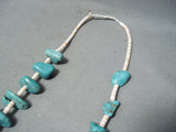 Impressive Vintage Navajo Turquoise Sterling Silver Necklace Old Native American-Nativo Arts