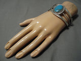 Exceptional Vintage Native American Navajo Blue Gem Turquoise Sterling Silver Native Bracelet-Nativo Arts