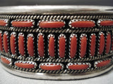 Superior Vintage Native American Navajo Floyd Begay Coral Sterling Silver Bracelet Old-Nativo Arts