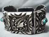 One Of The Best Biggest Vintage Native American Navajo Turquoise Sterling Silver Clasp Bracelet-Nativo Arts