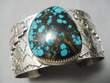 Opulent Native American Navajo Intense Spiderweb Turquoise Sterling Silver Bracelet-Nativo Arts