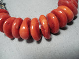 Authentic Singer Huge Native American Navajo Coral Sterling Silver Turquoise Necklace-Nativo Arts