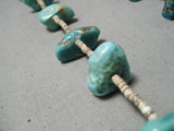 Native American Superior Tabs Of Turquoise Vintage Navajo Sterling Silver Necklace Old-Nativo Arts