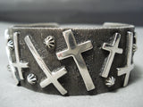 Noteworthy Navajo Sterling Silver Cross Bracelet Native American-Nativo Arts